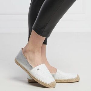 Michael Kors Metallic Silver and White Espadrilles